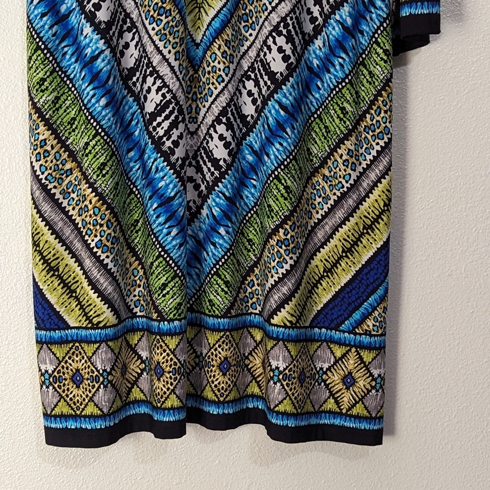 CHICO'S Size 3 Midi Shift Dress Knee Length V-neck Colorful Multicolored - Picture 7 of 9
